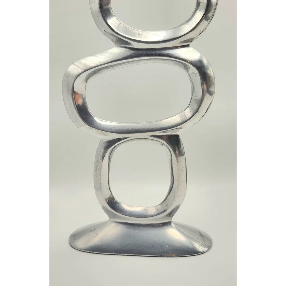 Modernist Candle Holders Brutalist Aluminum Armelent Sculptural Mid Century Pair
